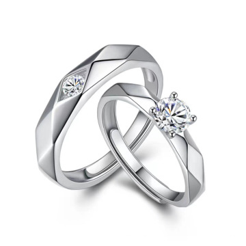 Sterling Silber Eheringe Set Paar Engagement einstellbar s925 Sterling Silber Eheringe für Männer Frauen